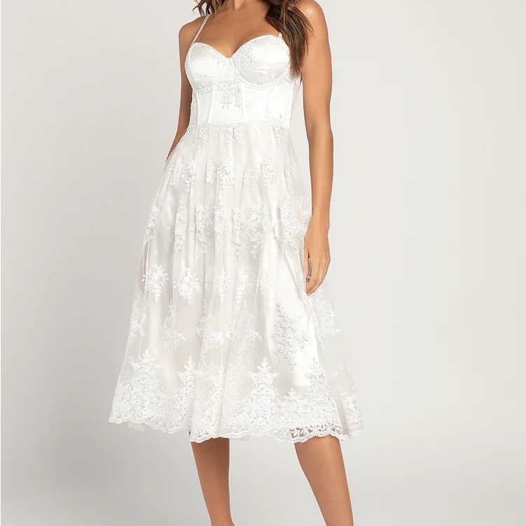White Lace Dress With Bustier Top